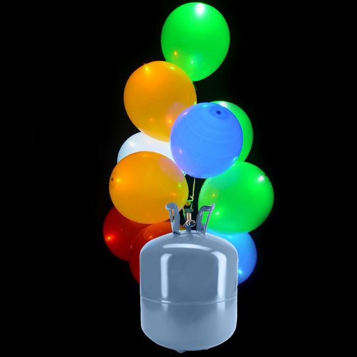Bouteille Hélium Mini avec 30 Ballons à PoisLed